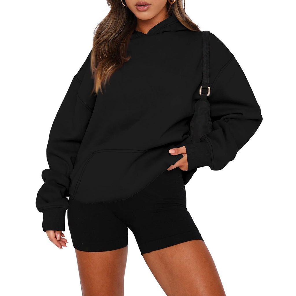 Oversized Pullover Hoodie, Cozy Fleece Sweatshirt with Pockets for Fall Winter