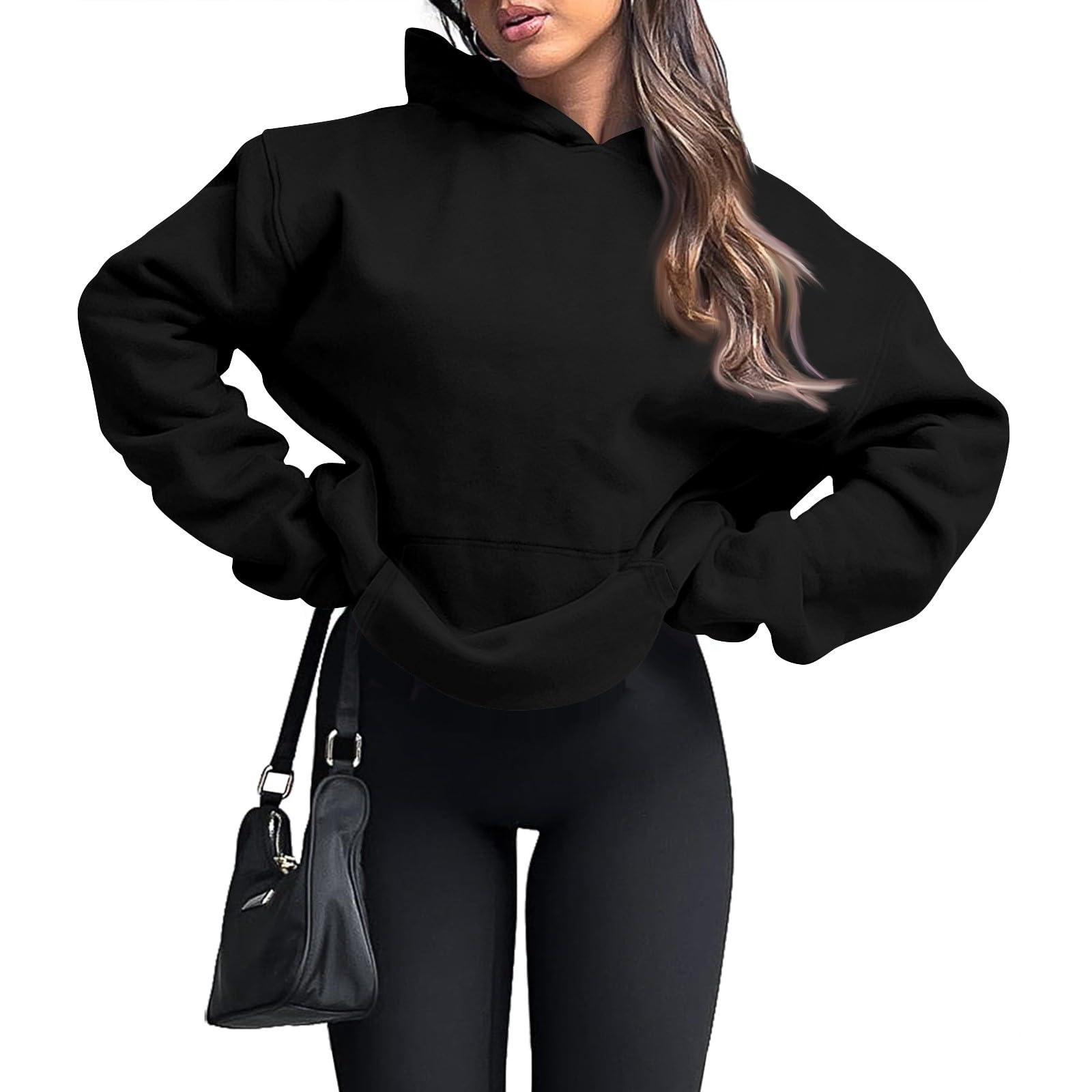 Oversized Pullover Hoodie, Cozy Fleece Sweatshirt with Pockets for Fall Winter