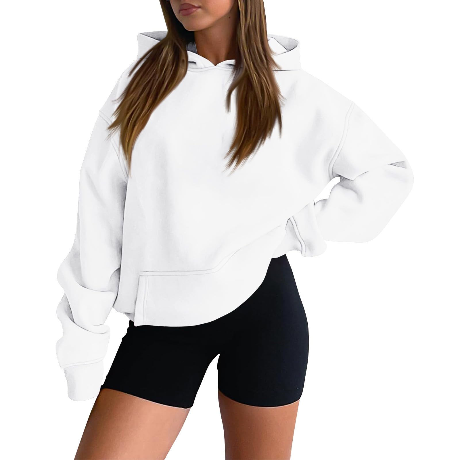 Oversized Pullover Hoodie, Cozy Fleece Sweatshirt with Pockets for Fall Winter