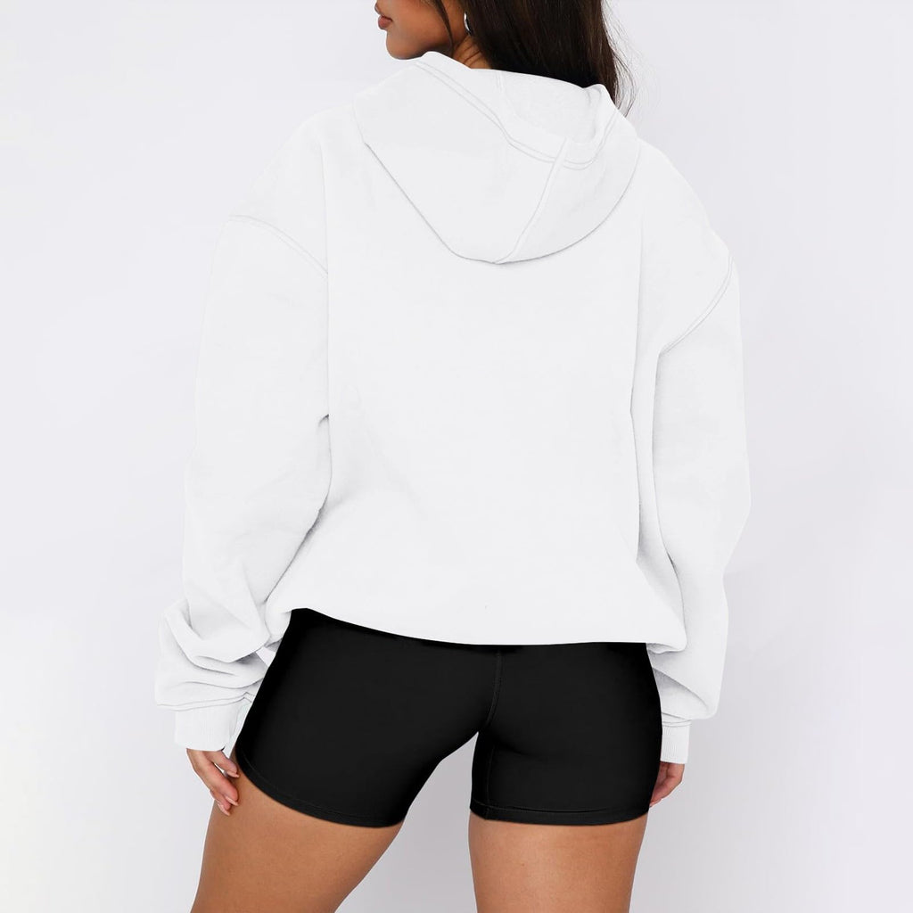 Oversized Pullover Hoodie, Cozy Fleece Sweatshirt with Pockets for Fall Winter