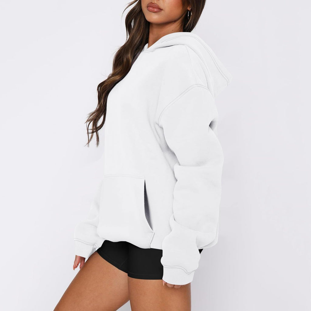 Oversized Pullover Hoodie, Cozy Fleece Sweatshirt with Pockets for Fall Winter