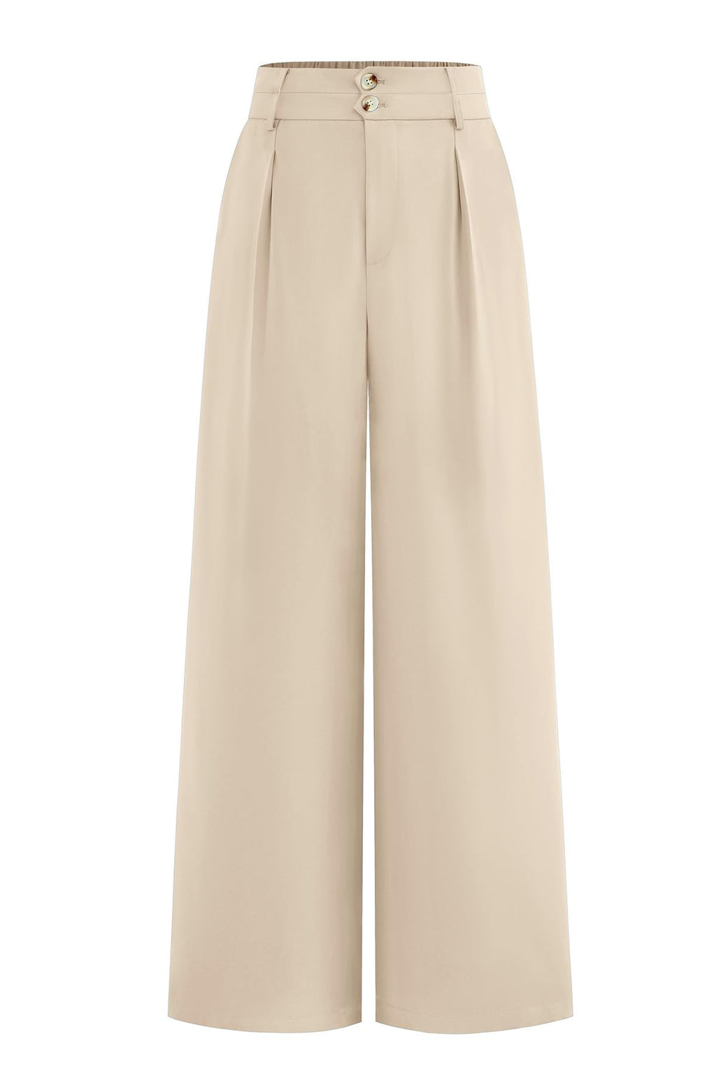 High Waist Pleated Wide Leg Trousers, Button Front Work Pants with Pockets Business Casual