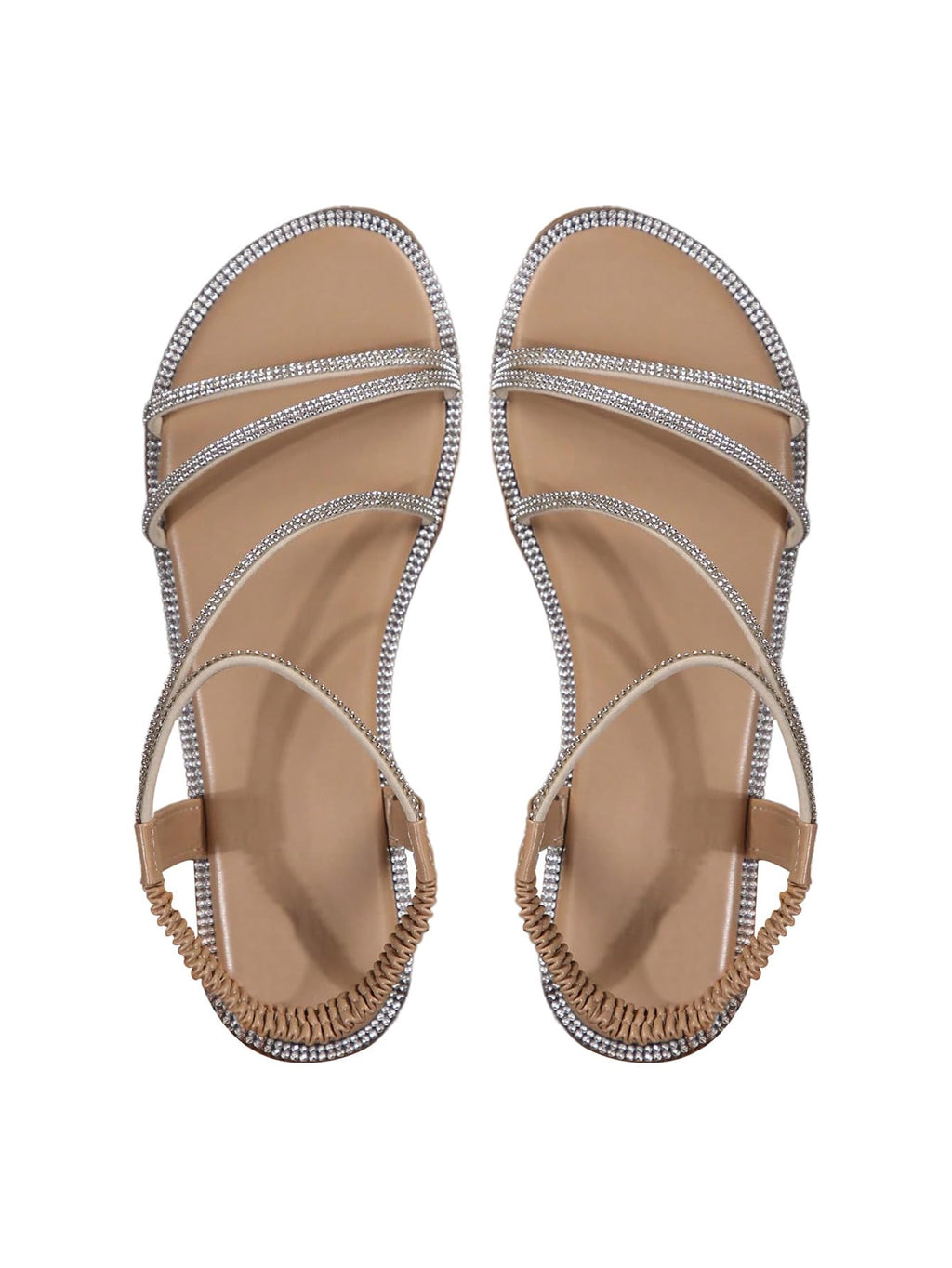 Rhinestone Criss Cross Strappy Sandals, Sparkly Elastic Ankle Strap Dressy Shoes
