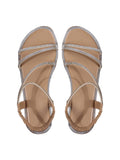 Rhinestone Criss Cross Strappy Sandals, Sparkly Elastic Ankle Strap Dressy Shoes