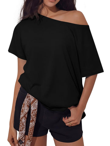 Off-Shoulder Oversized Tee – Breezy Summer Basic, Relaxed Silhouette