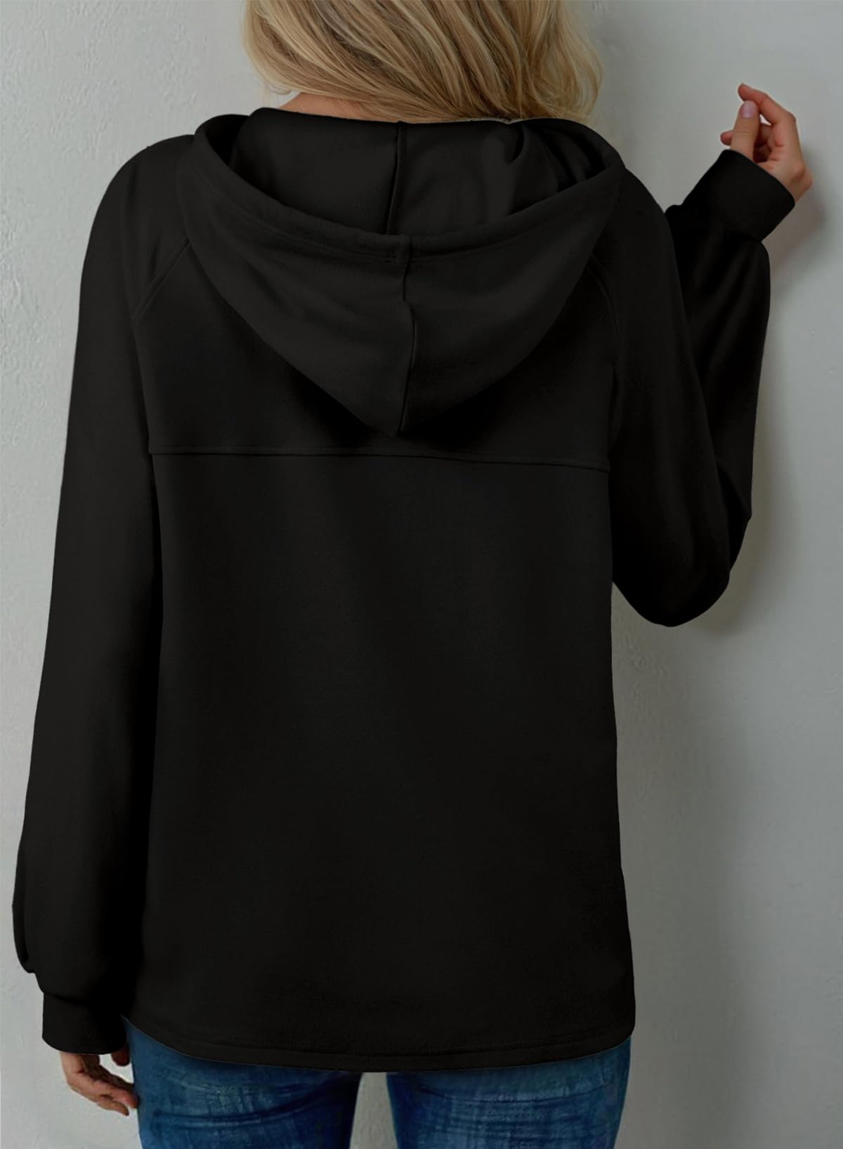 Lightweight Knit Hoodie, Oversized Long Sleeve Pullover with Drawstring Hood