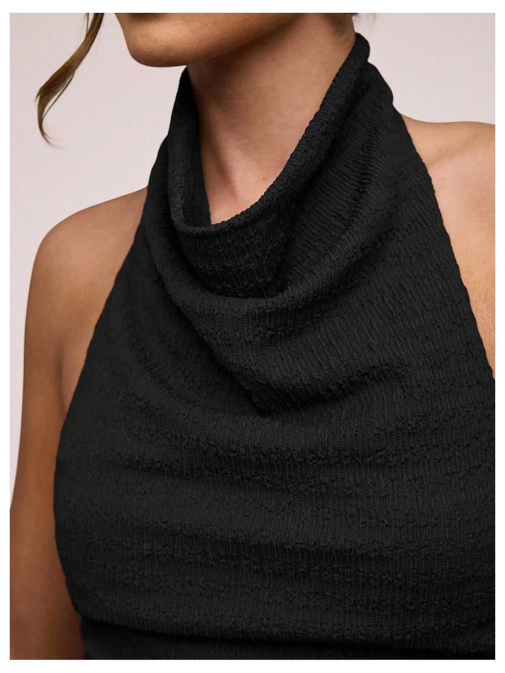 Backless Halter Ruched Top – Fitted Knit, Sleeveless Rave & Date Night Essential