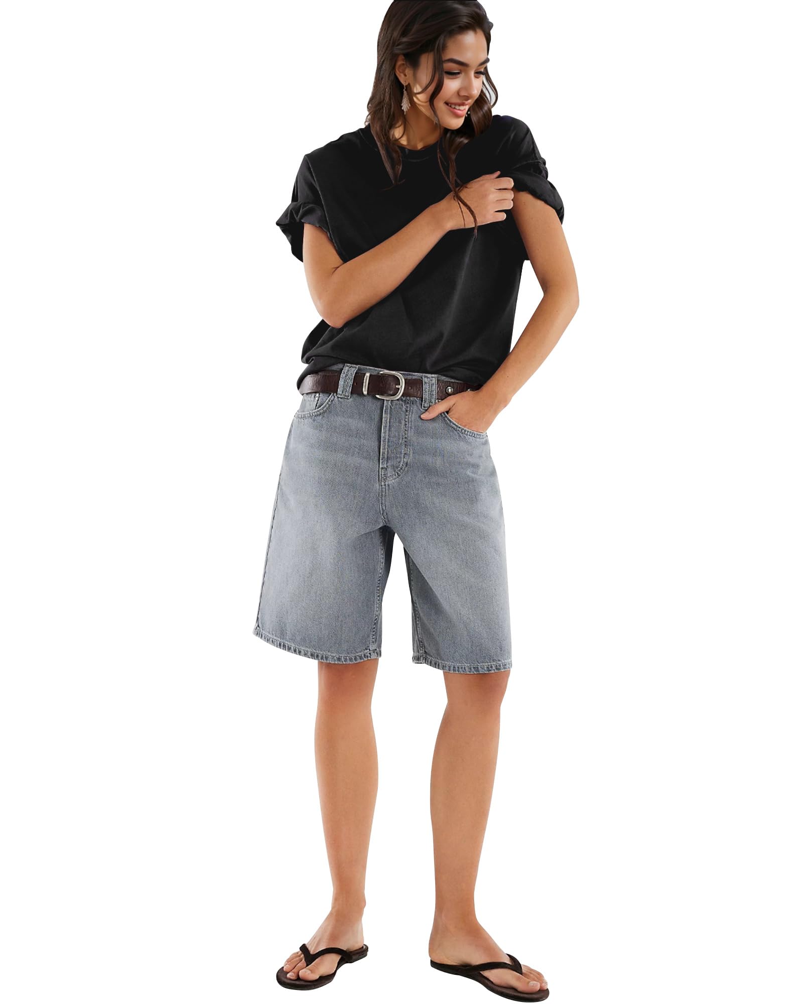 Boxy Crew Neck Cotton Tee – Loose Fit, All-Season Layering Basic, Plus Size Available