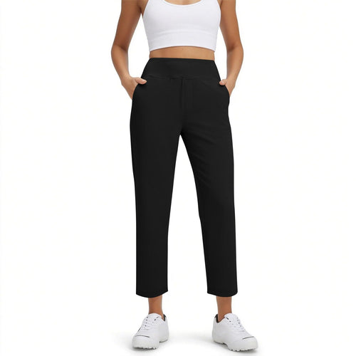 7/8 High Waisted Stretch Ankle Pants, Golf Work Trousers with Zippered Pockets Business Casual