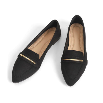 Slip On Pointed Toe Penny Loafers, Comfortable Faux Suede Flats for Work Casual