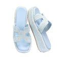 Raffia Platform Slide Sandals, Woven Straw Espadrille Wedges for Summer Beach Vacation