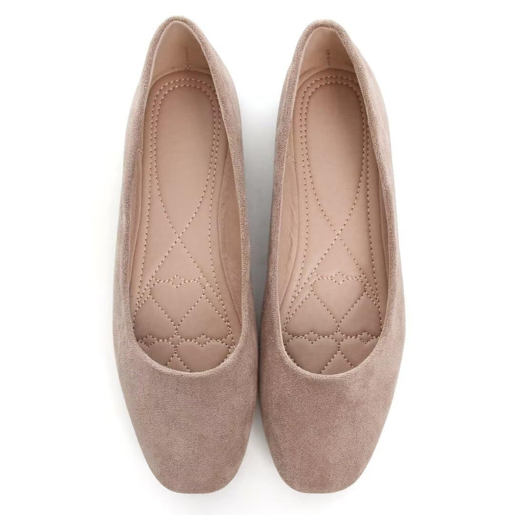 Slip On Square Toe Ballet Flats, Soft Comfortable Walking Shoes with Knitted Uppers