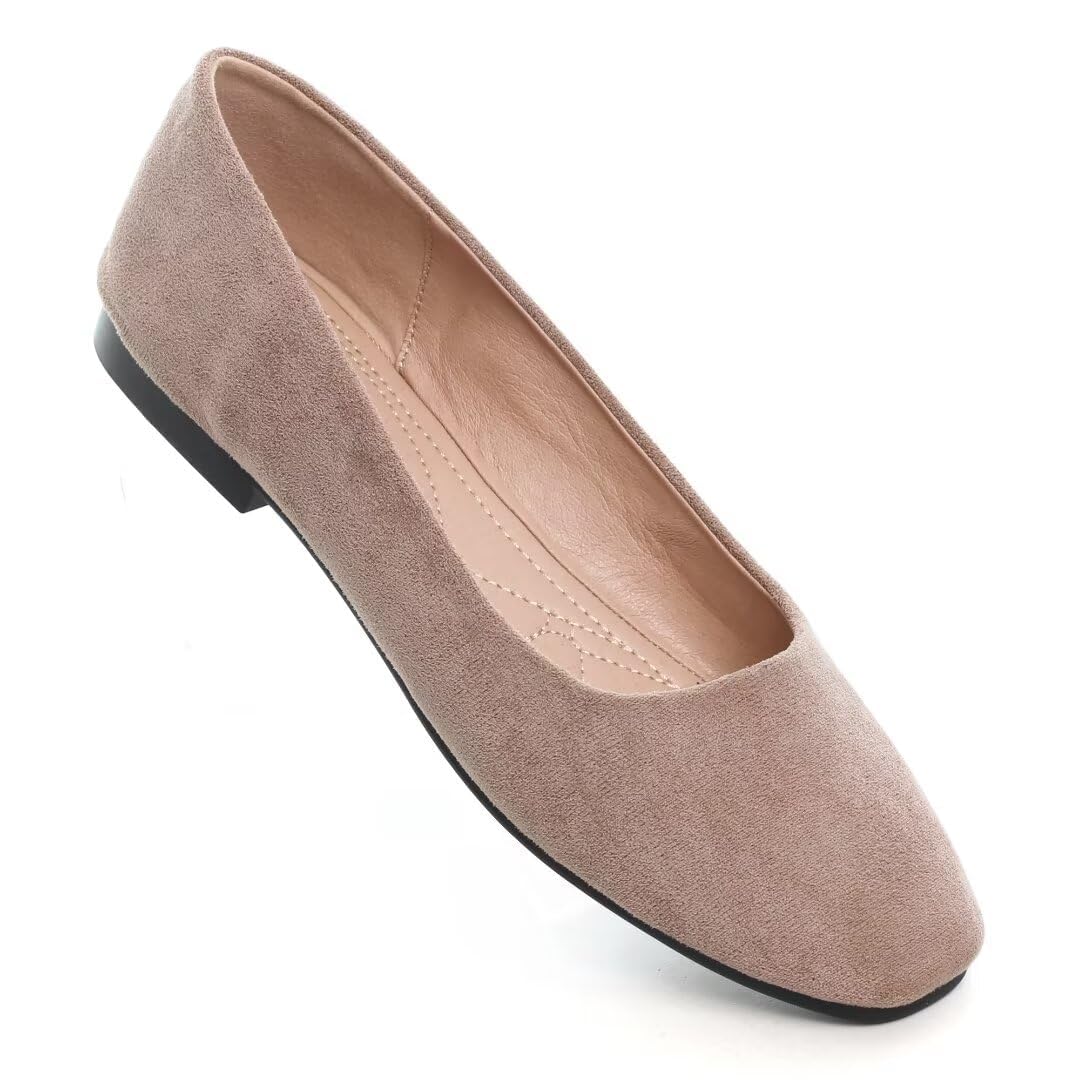 Slip On Square Toe Ballet Flats, Soft Comfortable Walking Shoes with Knitted Uppers
