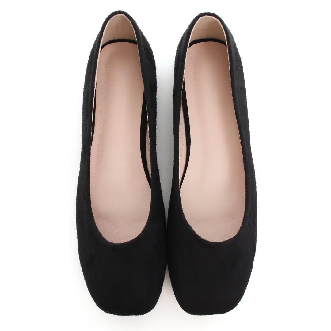 Slip On Square Toe Ballet Flats, Soft Comfortable Walking Shoes with Knitted Uppers