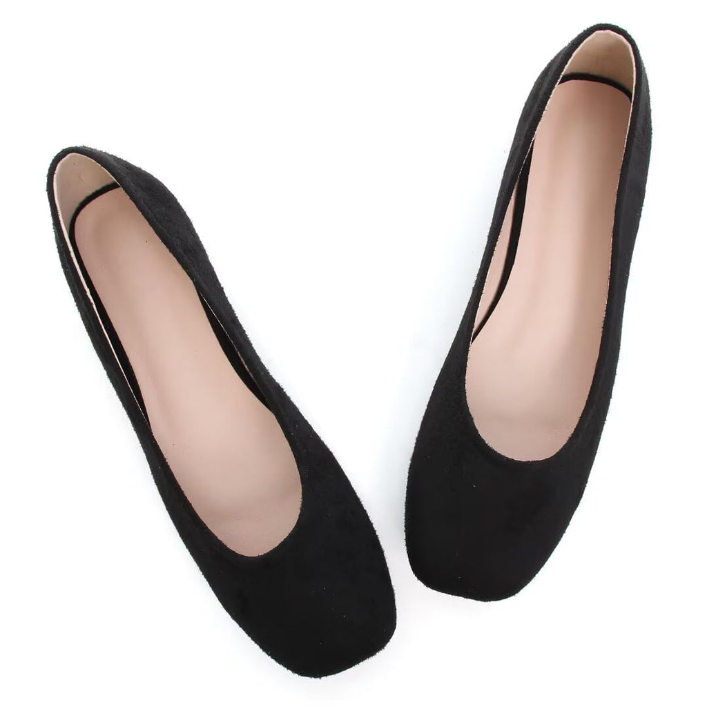 Slip On Square Toe Ballet Flats, Soft Comfortable Walking Shoes with Knitted Uppers