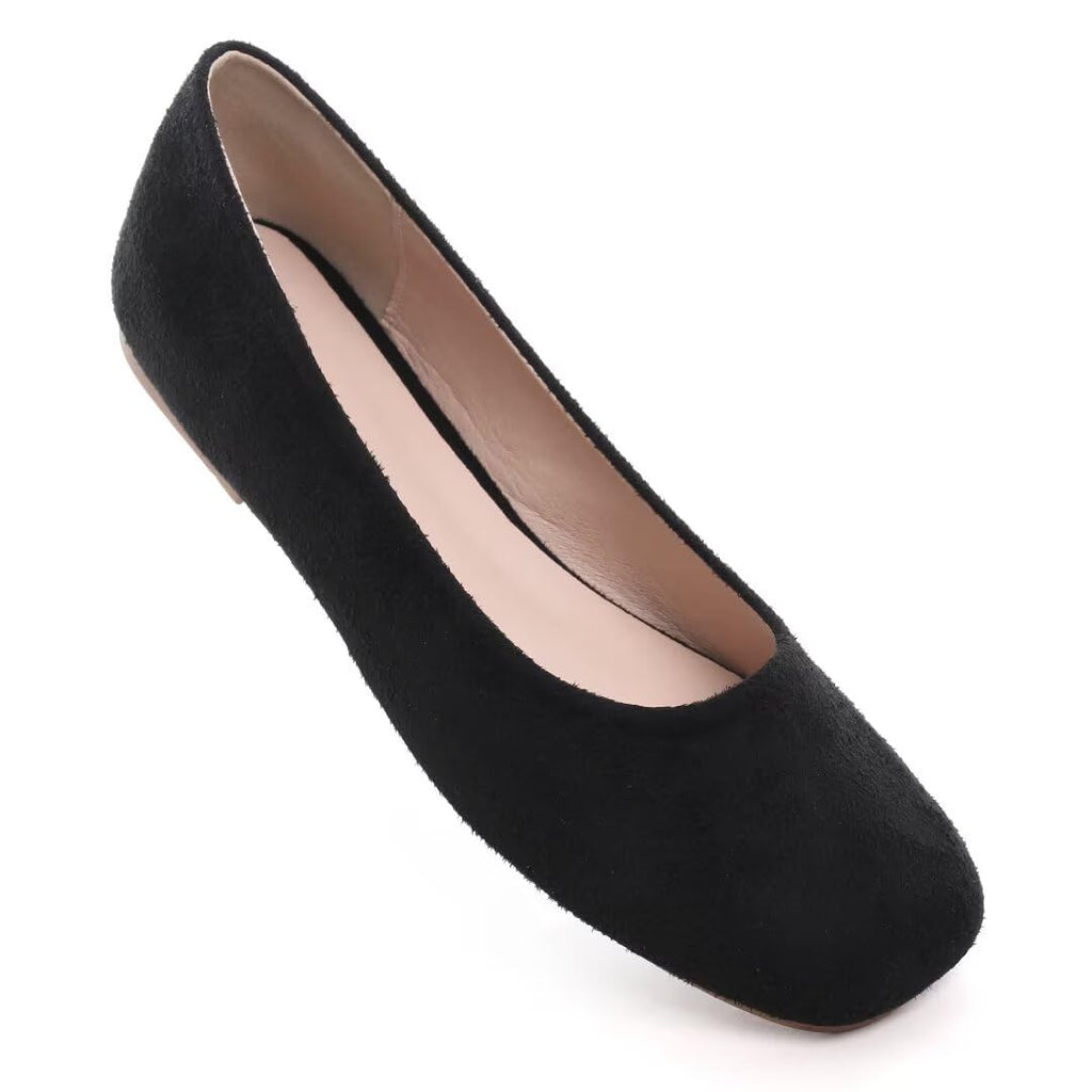 Slip On Square Toe Ballet Flats, Soft Comfortable Walking Shoes with Knitted Uppers