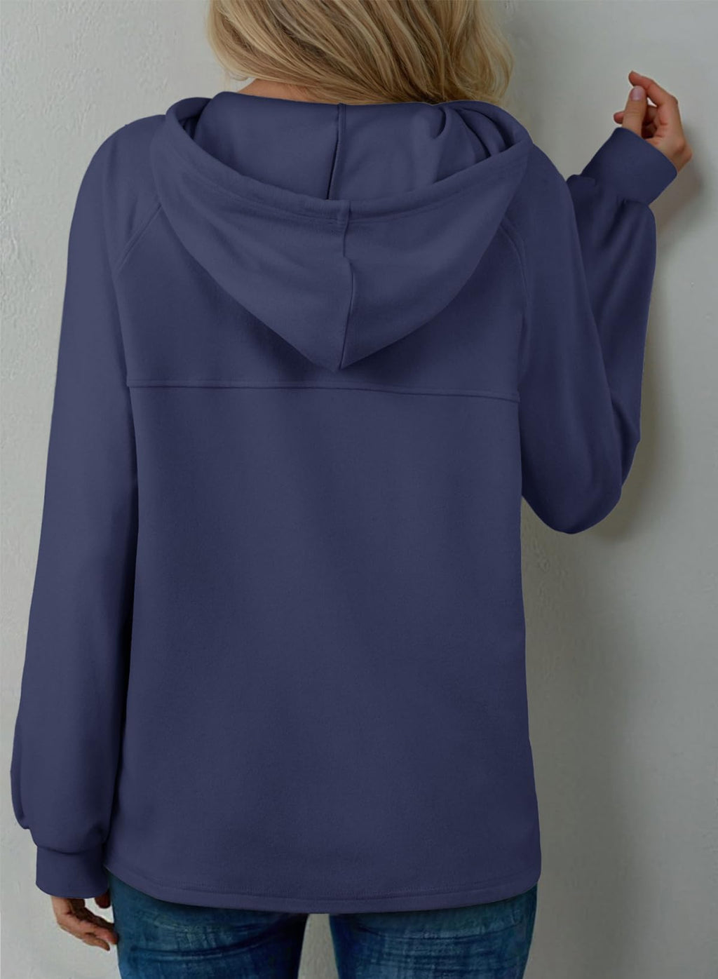 Lightweight Knit Hoodie, Oversized Long Sleeve Pullover with Drawstring Hood