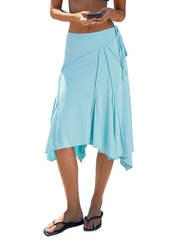 Asymmetrical Ruffle Hem Midi Skirt, High Waisted Flowy Long Skirt for Summer Beach