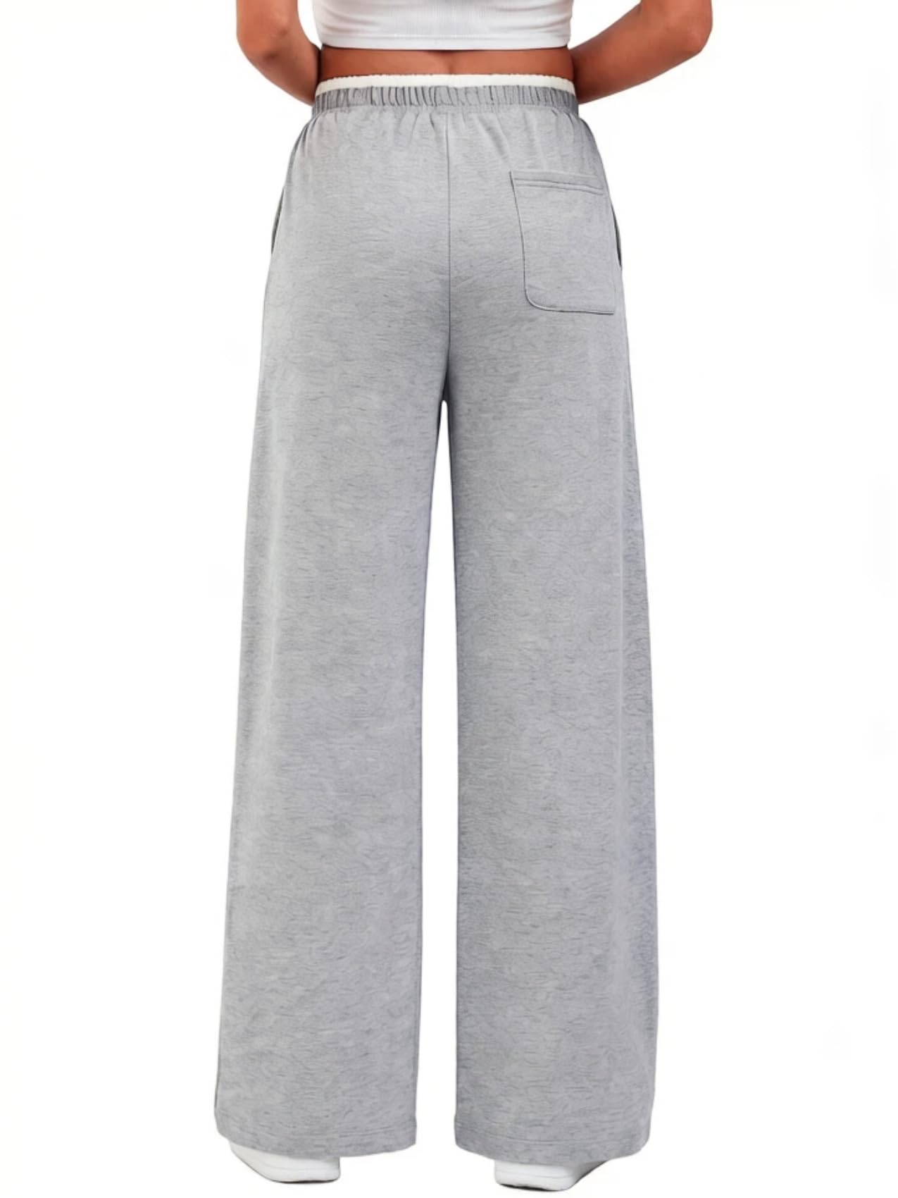 Color Block Wide Leg Track Pants, Lightweight Stretch Casual Trousers with Drawstring Waist