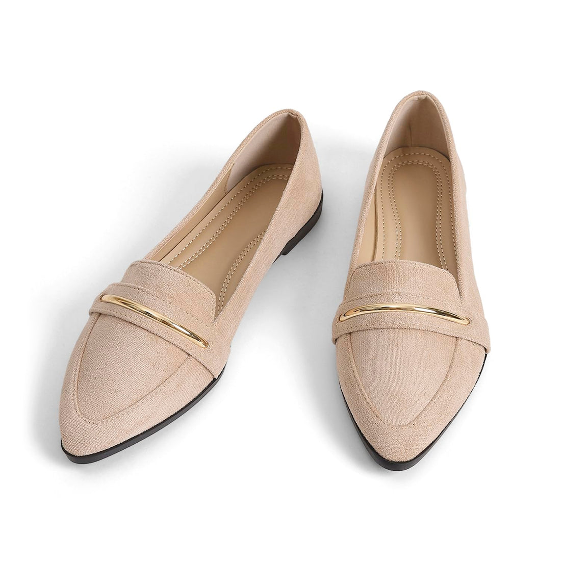 Slip On Pointed Toe Penny Loafers, Comfortable Faux Suede Flats for Work Casual
