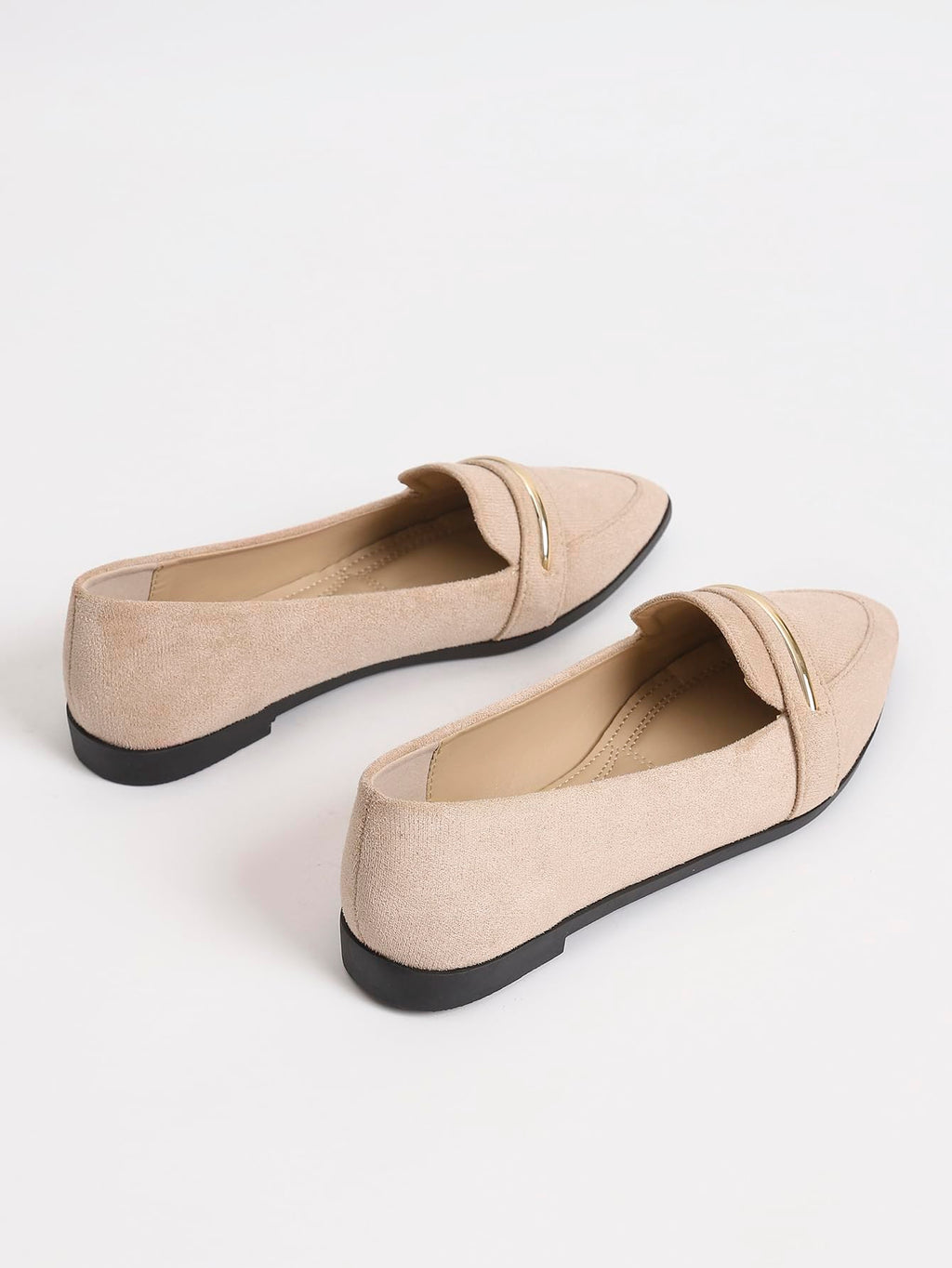 Slip On Pointed Toe Penny Loafers, Comfortable Faux Suede Flats for Work Casual