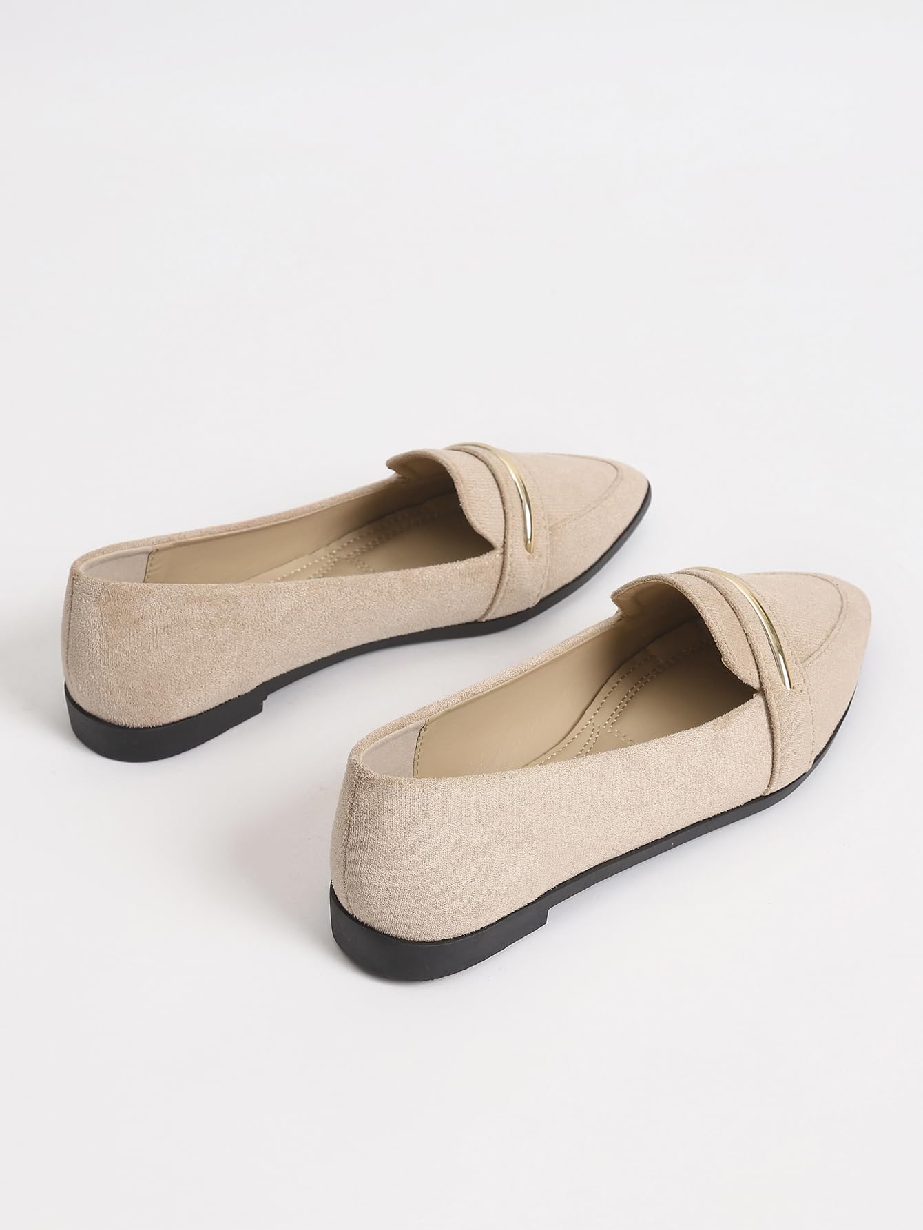 Slip On Pointed Toe Penny Loafers, Comfortable Faux Suede Flats for Work Casual