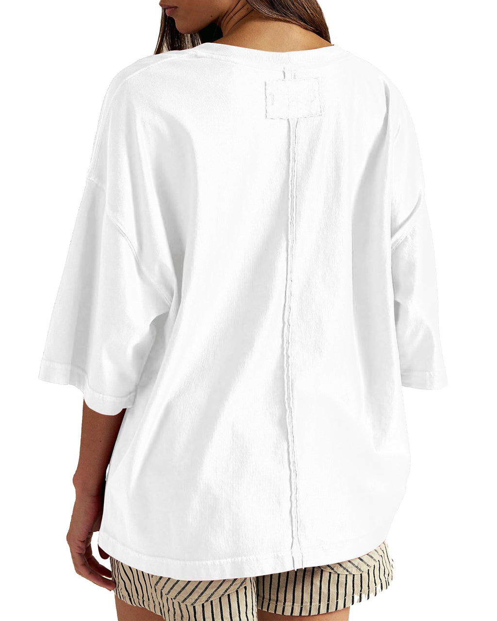 Boxy Crew Neck Cotton Tee – Loose Fit, All-Season Layering Basic, Plus Size Available