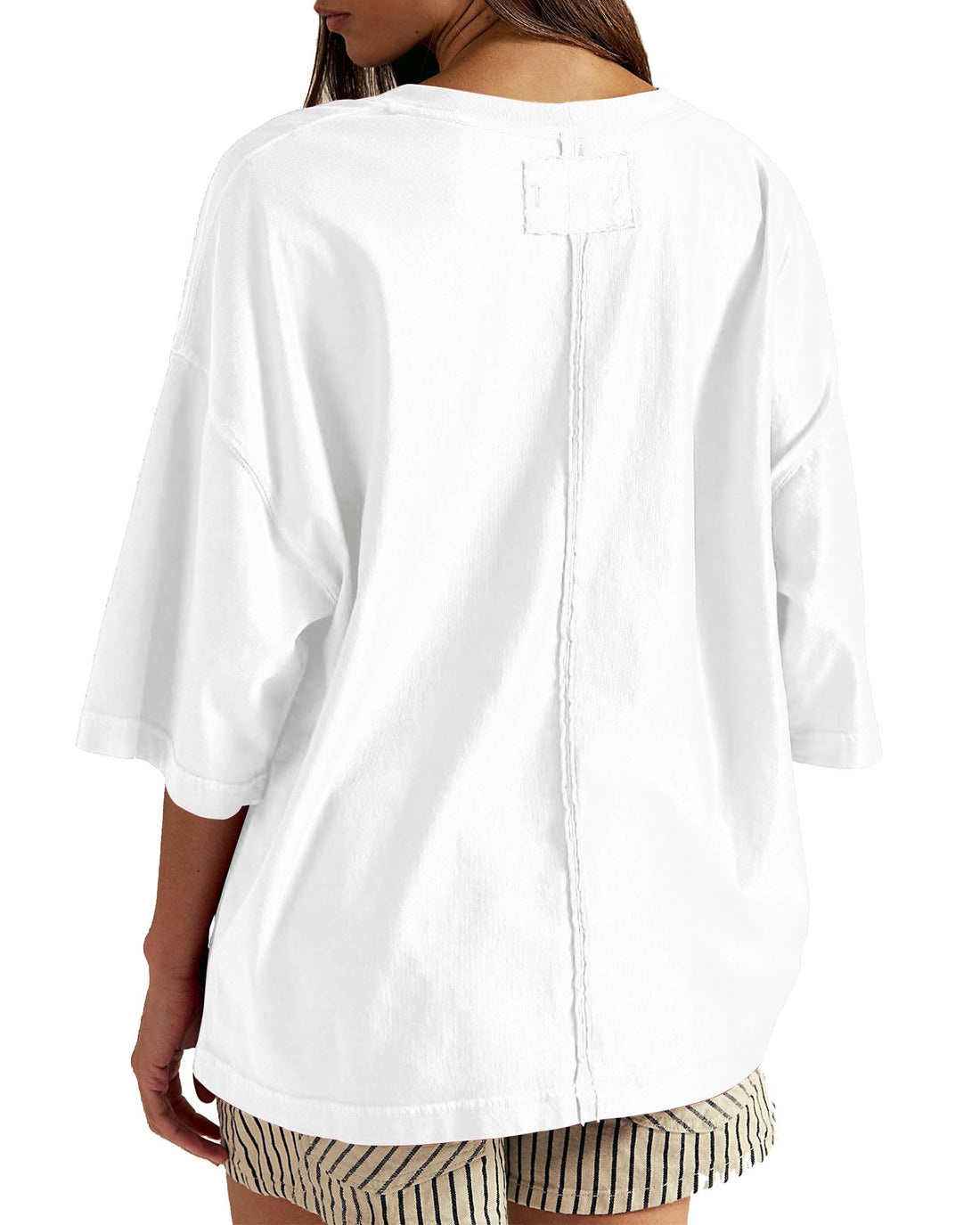 Boxy Crew Neck Cotton Tee – Loose Fit, All-Season Layering Basic, Plus Size Available
