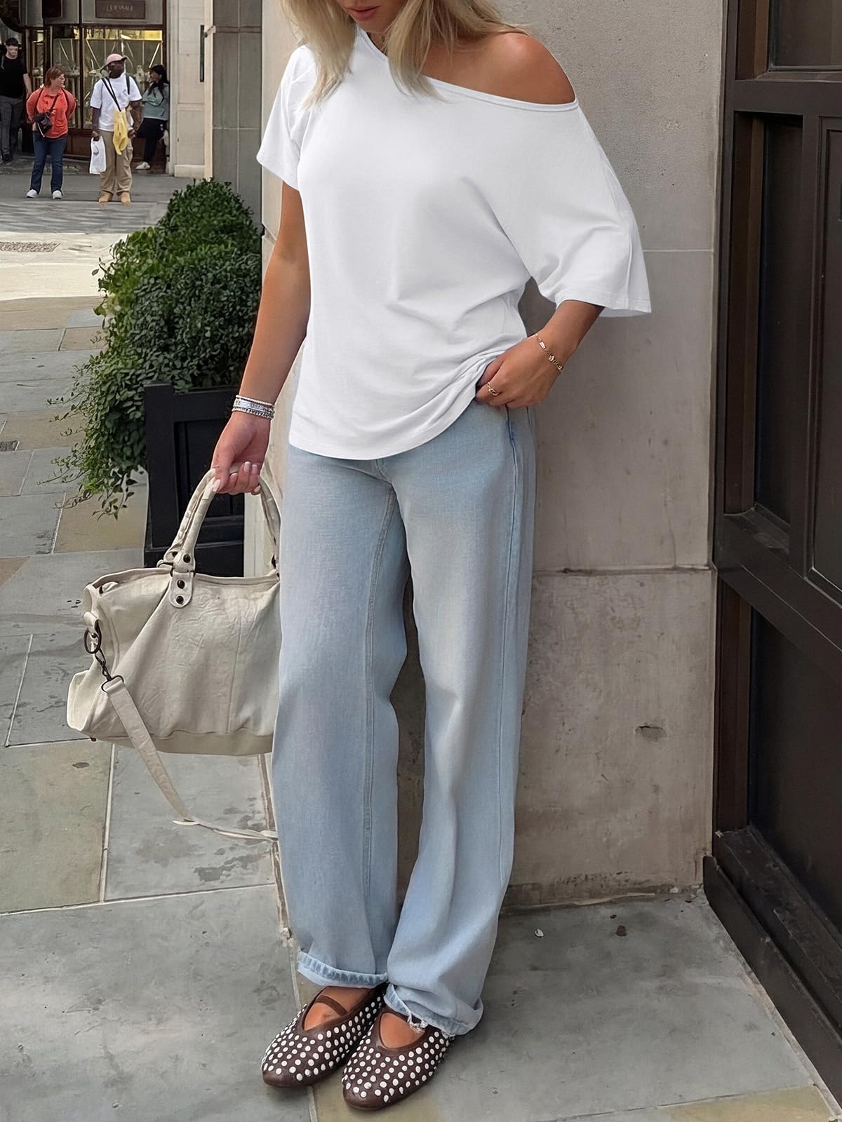 Off-Shoulder Oversized Tee – Breezy Summer Basic, Relaxed Silhouette