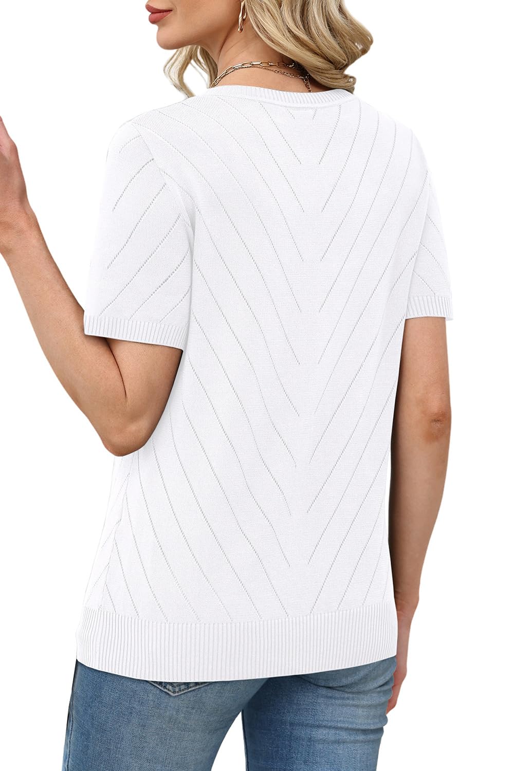 Short Sleeve Crew Neck Sweater, Lightweight Viscose Knit for Business Casual Summer