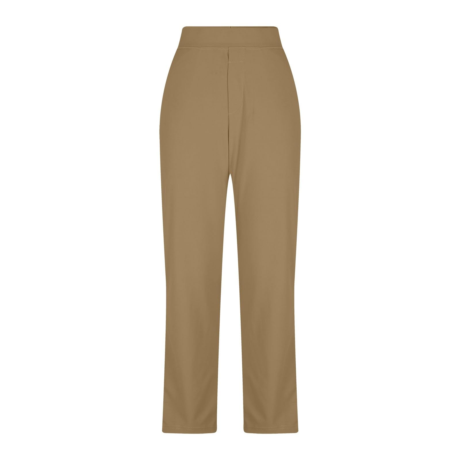 7/8 High Waisted Stretch Ankle Pants, Golf Work Trousers with Zippered Pockets Business Casual